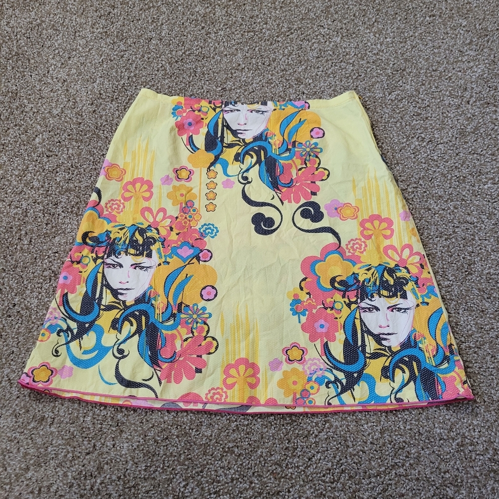 Women's Vintage Sofada Portrait Colorful Graphic Yellow Light weight Skirt